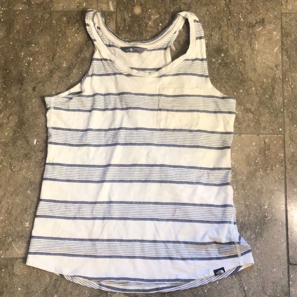 The North Face striped tank, L, white and gray